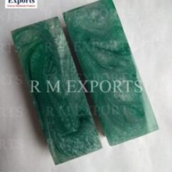 Acrylic Resin Green & White Knife Scales RM RH 04