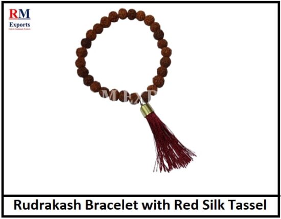 Rudraksha Bracelet with Red Silk Tassel