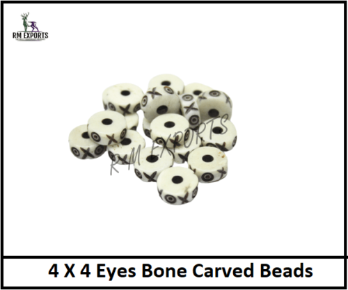 4X4 Eyes Bone Carved Beads